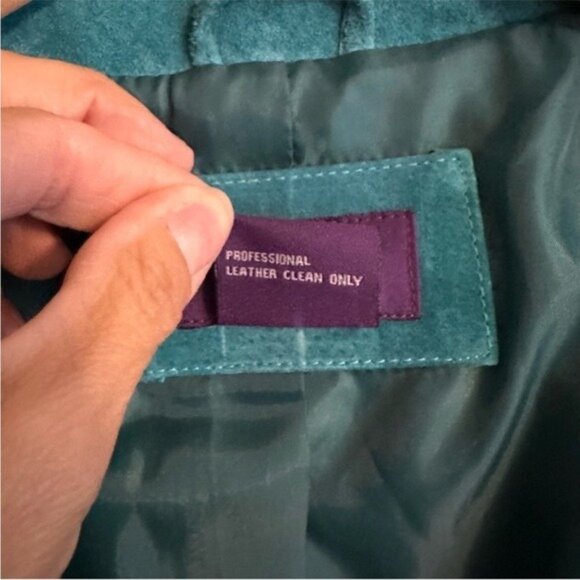 VTG JDS Collection Teal Suede Zip Jacket Gold Trim Women’s Size Small Elegant - Picture 11 of 13